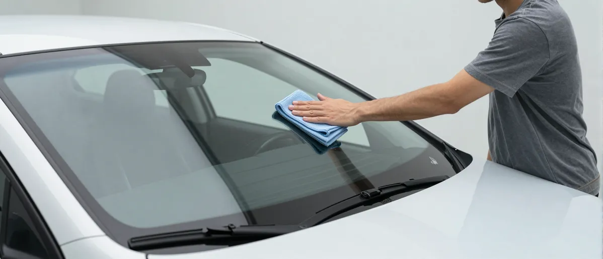 Werkzeuge und Materialien fuer die Autoglasreparatur liegen auf einer Werkbank