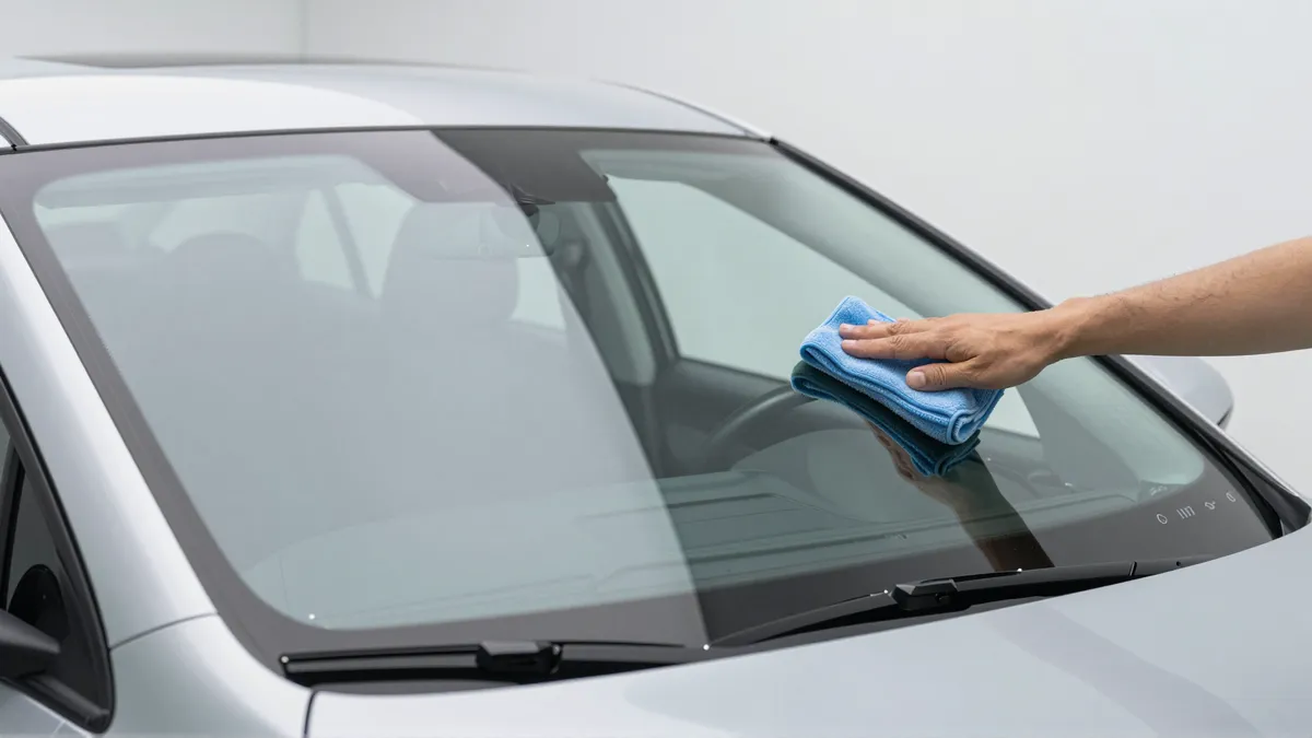 Werkzeuge und Materialien fuer die Autoglasreparatur liegen auf einer Werkbank