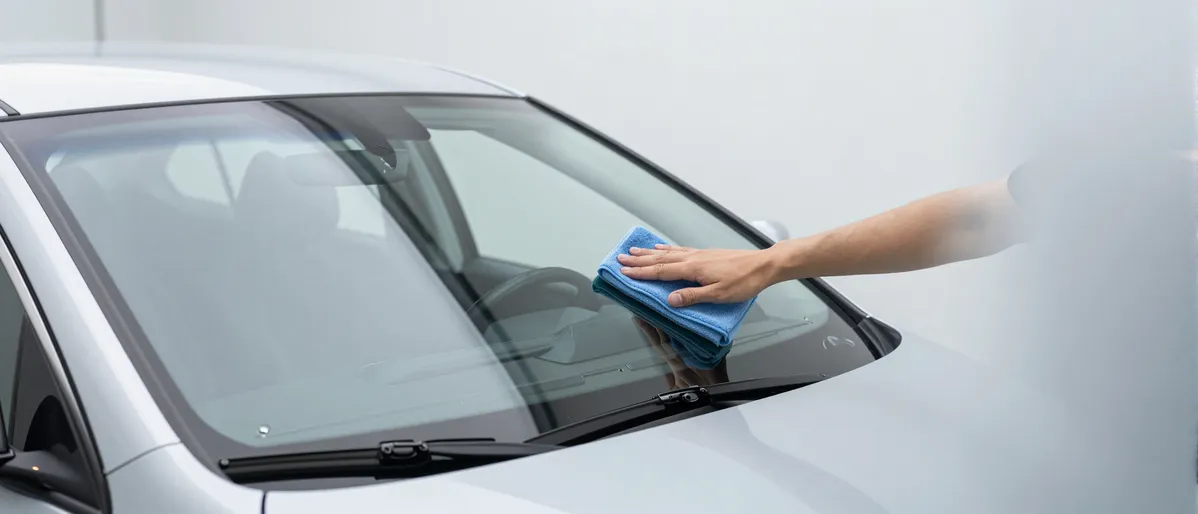Werkzeuge und Materialien fuer die Autoglasreparatur liegen auf einer Werkbank