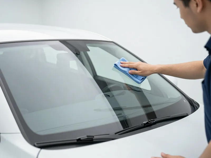 Werkzeuge und Materialien fuer die Autoglasreparatur liegen auf einer Werkbank