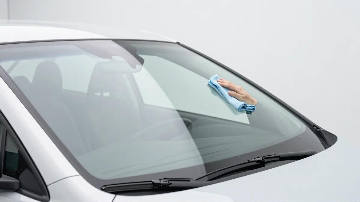 Werkzeuge und Materialien fuer die Autoglasreparatur liegen auf einer Werkbank