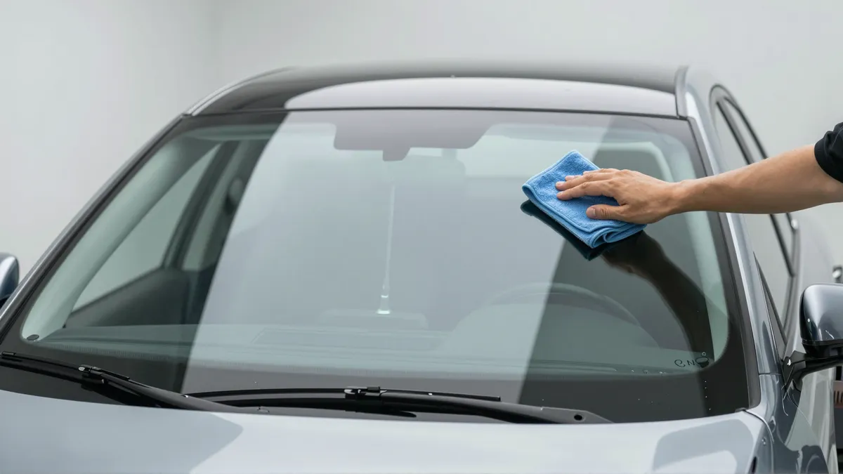 Werkzeuge und Materialien fuer die Autoglasreparatur liegen auf einer Werkbank