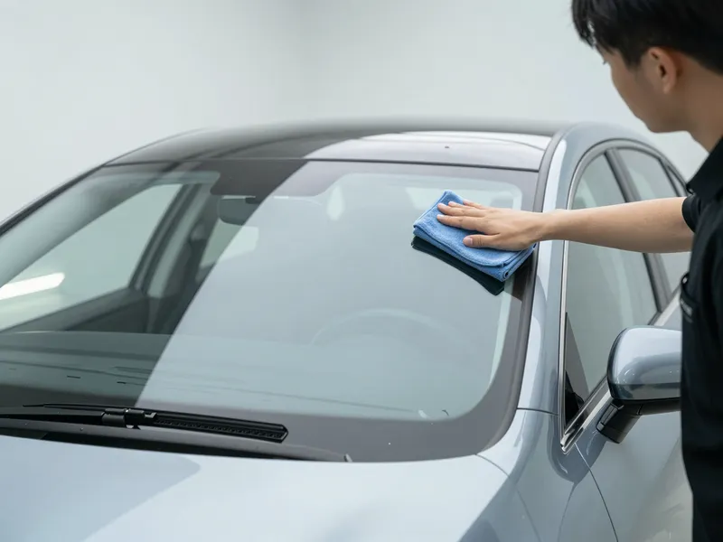 Werkzeuge und Materialien fuer die Autoglasreparatur liegen auf einer Werkbank