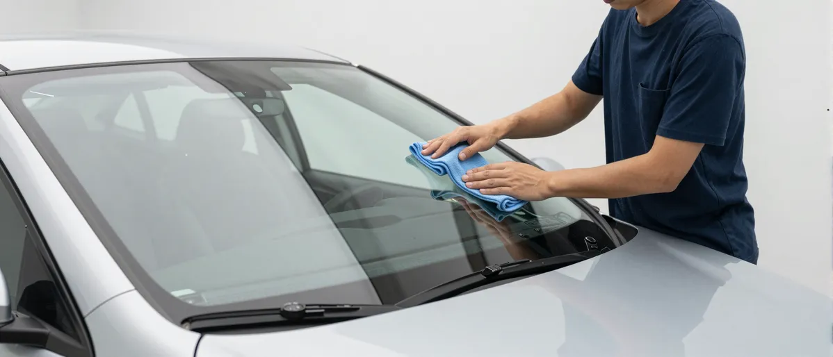 Werkzeuge und Materialien fuer die Autoglasreparatur liegen auf einer Werkbank