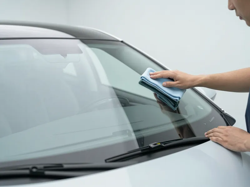 Werkzeuge und Materialien fuer die Autoglasreparatur liegen auf einer Werkbank