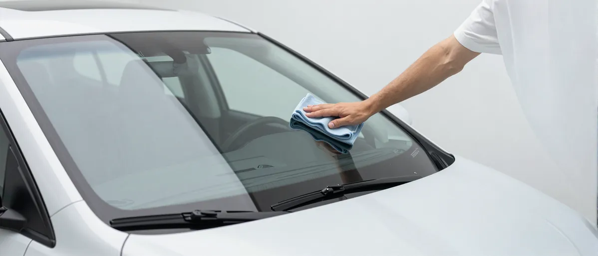 Werkzeuge und Materialien fuer die Autoglasreparatur liegen auf einer Werkbank