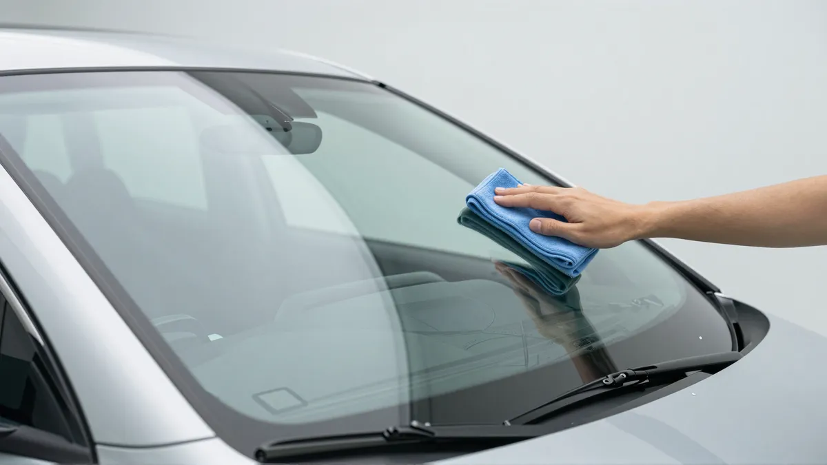 Werkzeuge und Materialien fuer die Autoglasreparatur liegen auf einer Werkbank