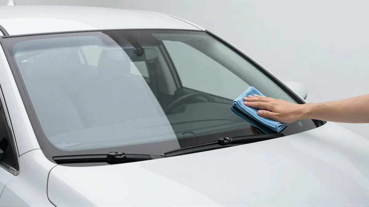 Werkzeuge und Materialien fuer die Autoglasreparatur liegen auf einer Werkbank