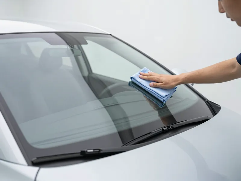 Werkzeuge und Materialien fuer die Autoglasreparatur liegen auf einer Werkbank