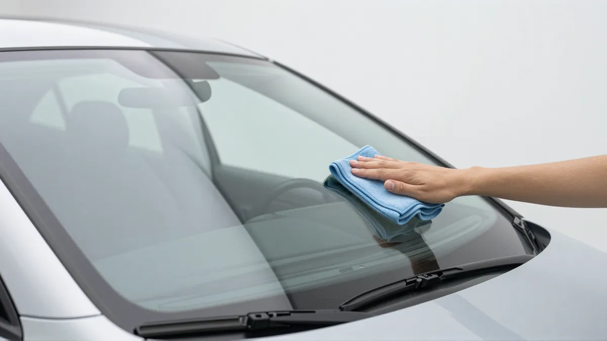 Werkzeuge und Materialien fuer die Autoglasreparatur liegen auf einer Werkbank