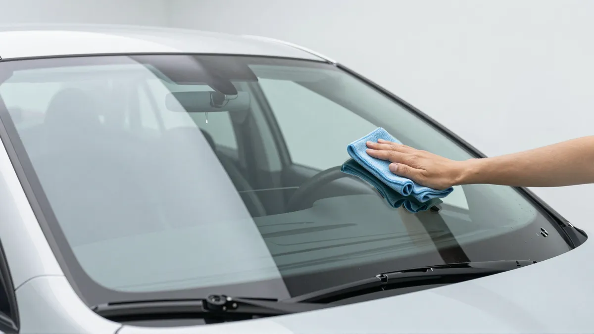 Werkzeuge und Materialien fuer die Autoglasreparatur liegen auf einer Werkbank