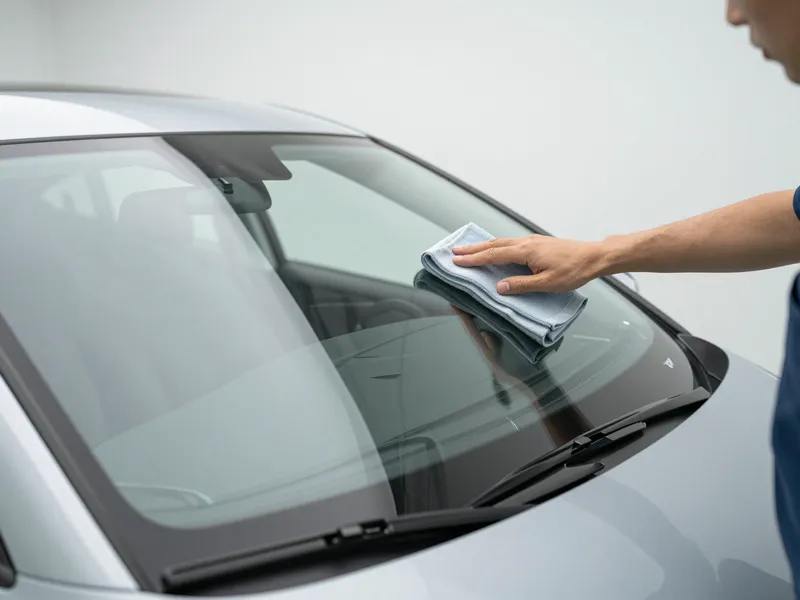 Werkzeuge und Materialien fuer die Autoglasreparatur liegen auf einer Werkbank